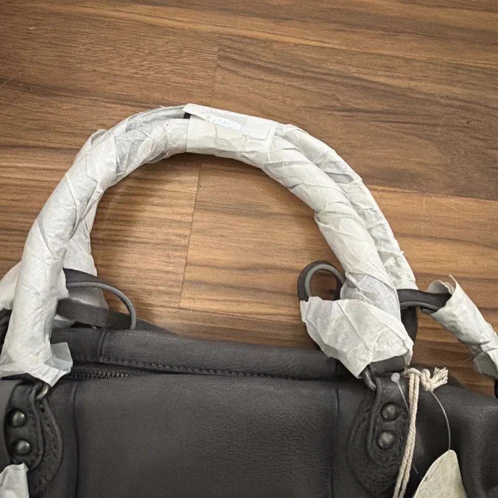 NWT We The Free Baby Emerson Tote Bag Gravel Rock Gray 100% Leather